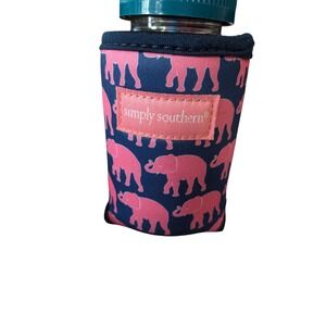 Simply Southern Pink Elephant Navy Blue Neoprene Water Bottle Sleeve Koozie